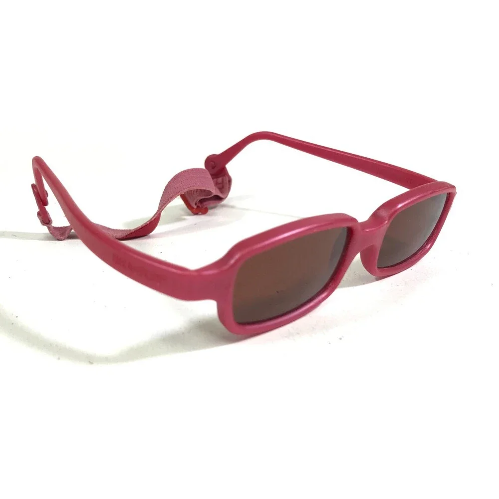 Miraflex Sunglasses NEW BABY 2 Pink Rectangular Frames with Red Lenses